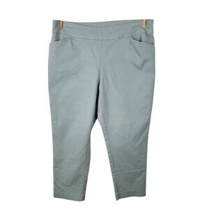 Croft Barrow Effortless Stretch Ankle Pants 16 Short Petit Regular Pull On Green